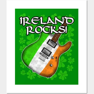 St Patricks Day Electric Guitar Irish Flag Posters and Art